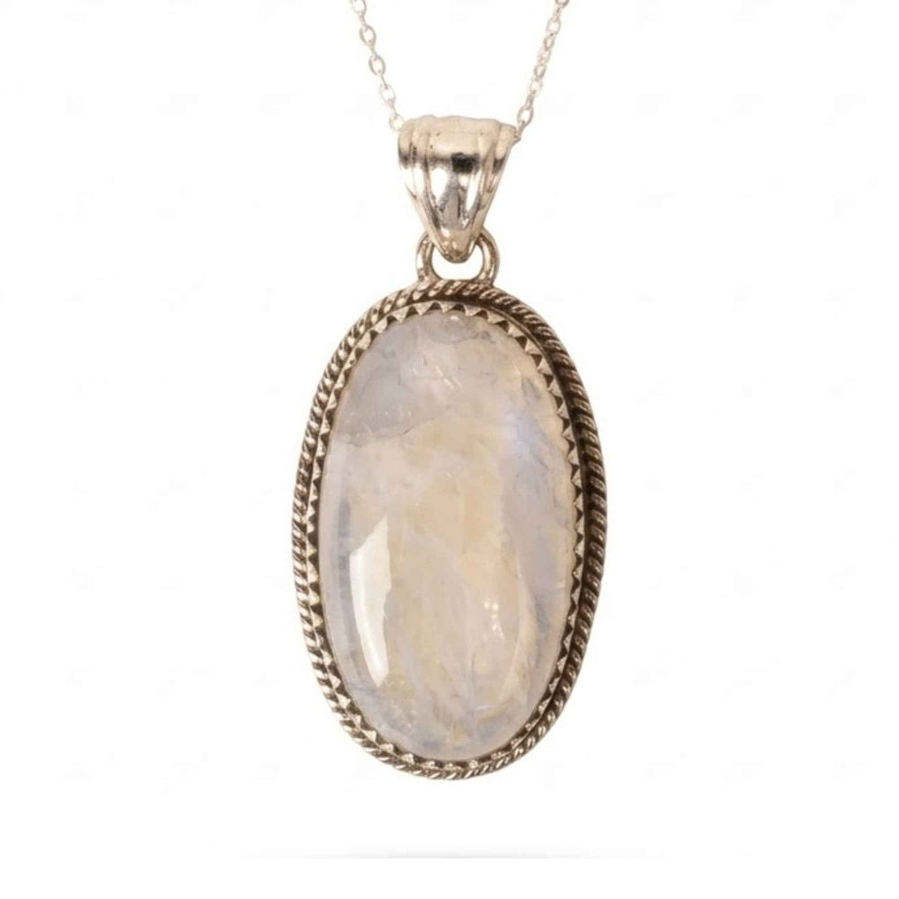 Colier Argint 925 cu Piatra Lunii Oval Mare – Echilibru si Intuitie Profunda [1]