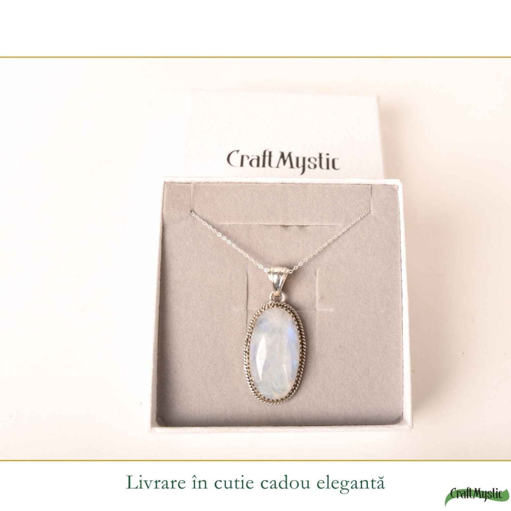 Colier Argint 925 cu Piatra Lunii Oval Mare – Echilibru si Intuitie Profunda [6]