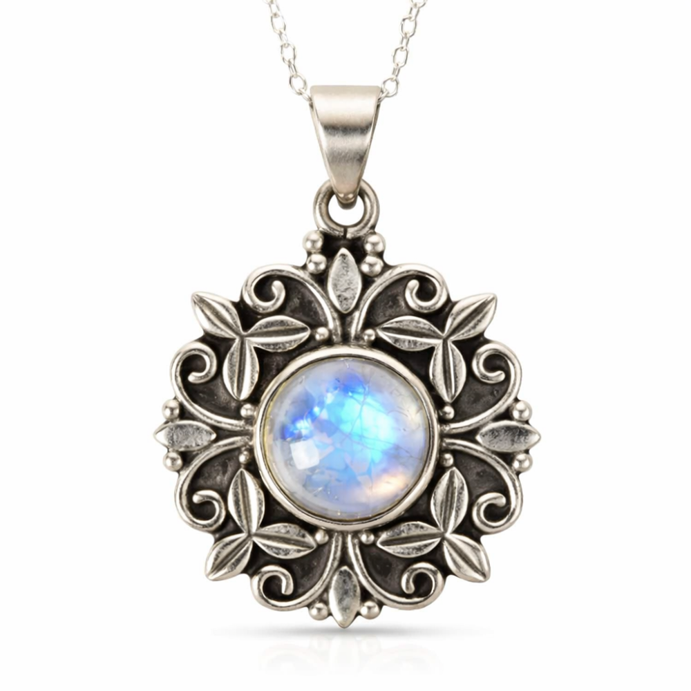 Colier Argint 925 cu Piatra Lunii Floare – Feminitate si Echilibru Interior [1]