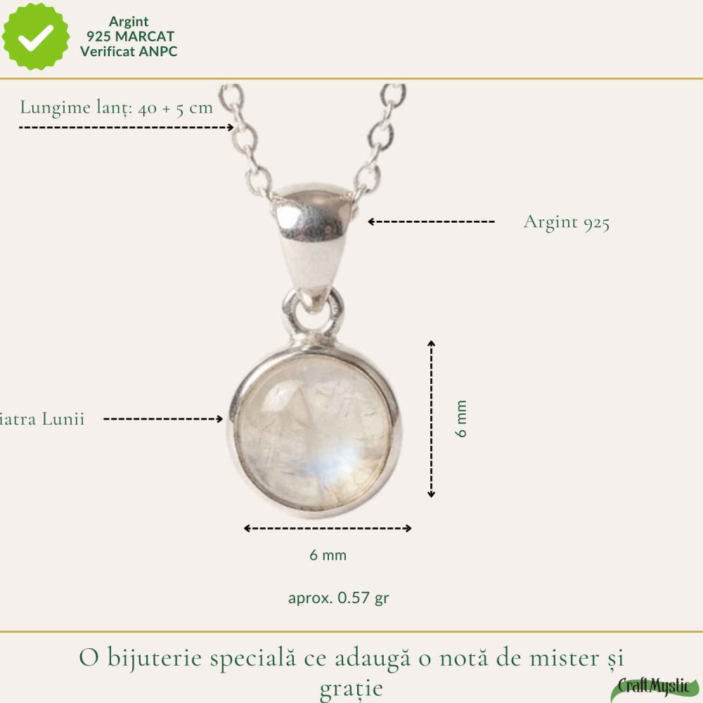 Colier Argint 925 cu Piatra Lunii Rotund – Echilibru si Intuitie Zilnica [4]