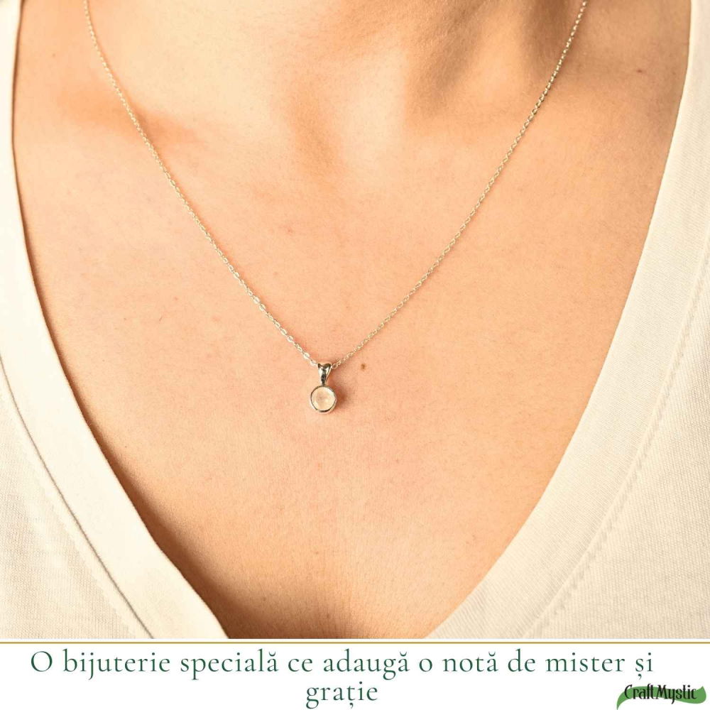 Colier Argint 925 cu Piatra Lunii Rotund – Echilibru si Intuitie Zilnica [2]