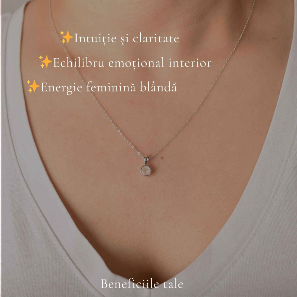 Colier Argint 925 cu Piatra Lunii Rotund – Echilibru si Intuitie Zilnica [3]