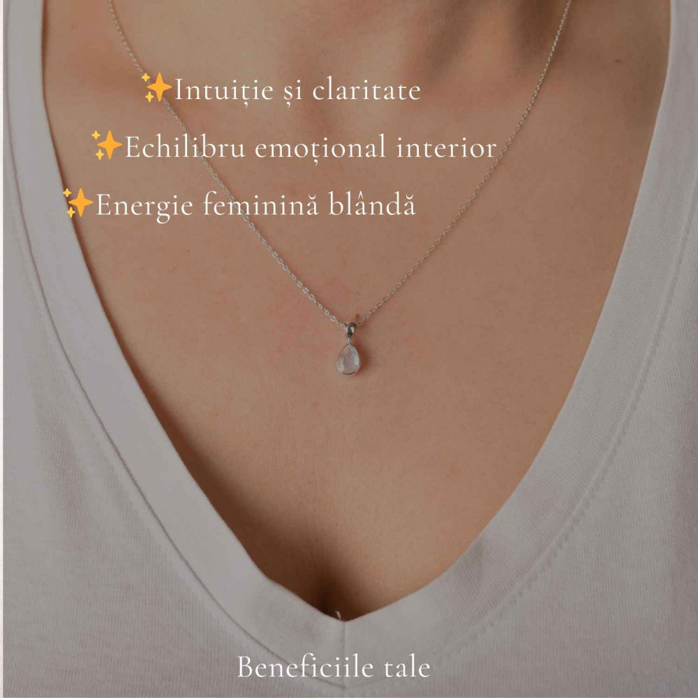 Colier Argint 925 cu Piatra Lunii Lacrima fatetat– Delicatete si Intuitie Feminina [3]