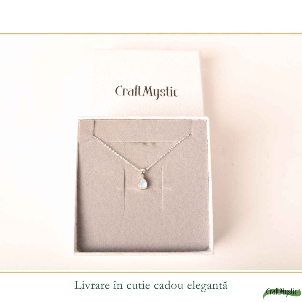 Colier Argint 925 cu Piatra Lunii Lacrima fatetat– Delicatete si Intuitie Feminina [6]