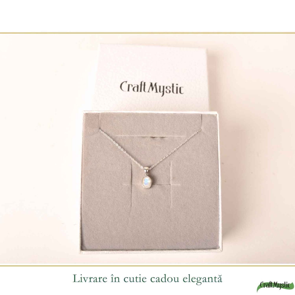 Colier Argint 925 cu Piatra Lunii Oval – Intuitie si Echilibru Interior [6]