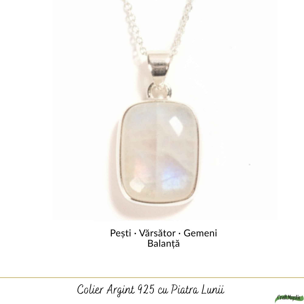 Colier Argint 925 cu Piatra Lunii Patrat – Echilibru si Intuitie Naturala [5]