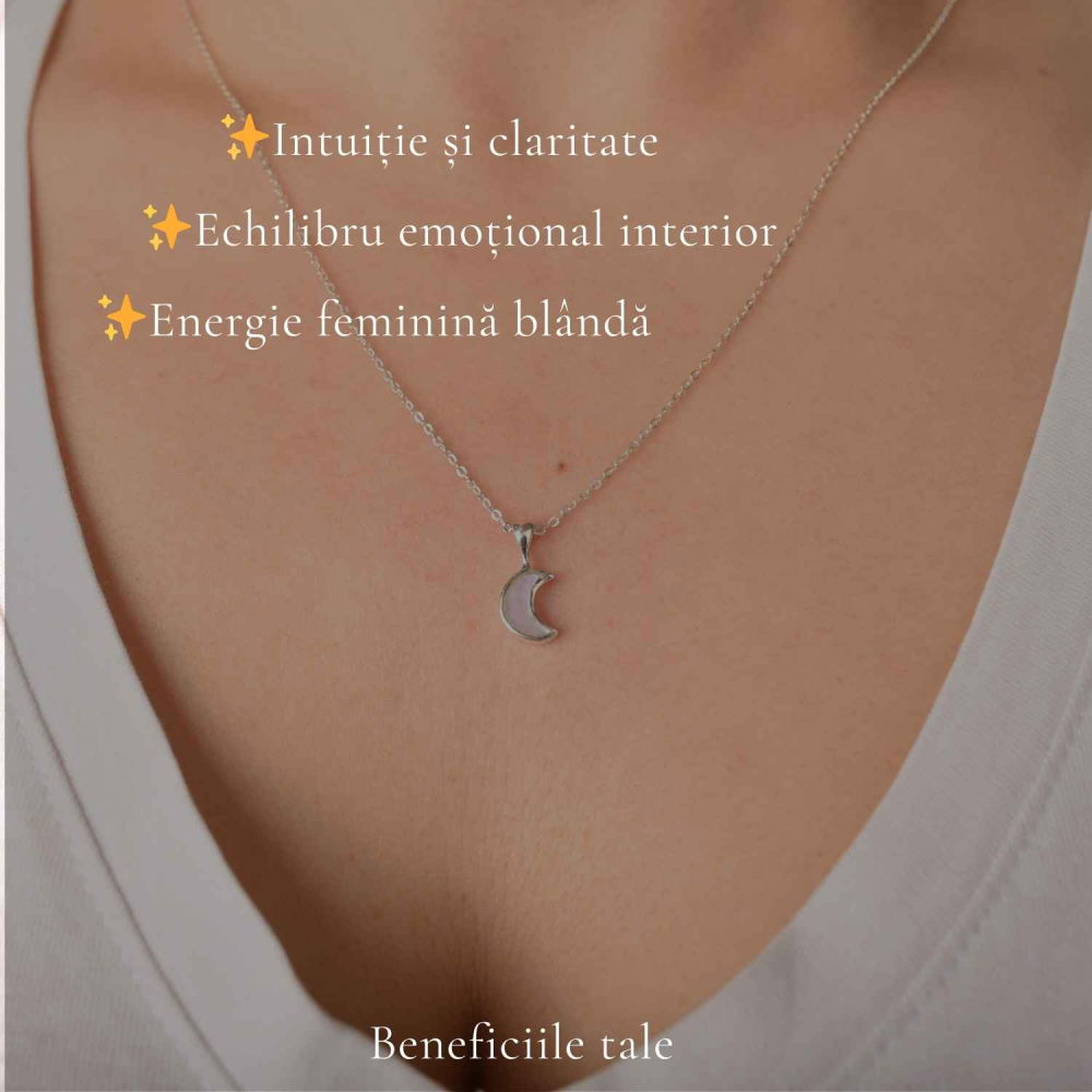 Colier Argint 925 cu Piatra Lunii Semiluna – Intuitie si Energie Lunara [3]