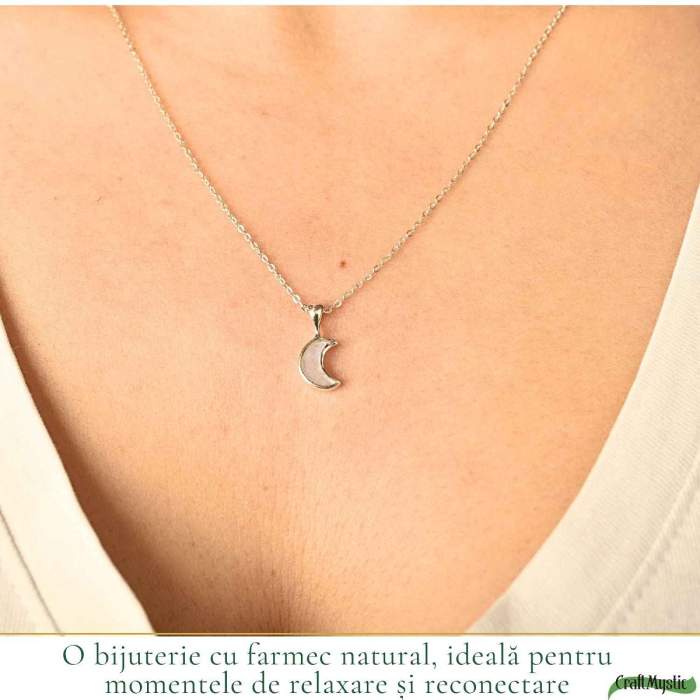 Colier Argint 925 cu Piatra Lunii Semiluna – Intuitie si Energie Lunara [2]