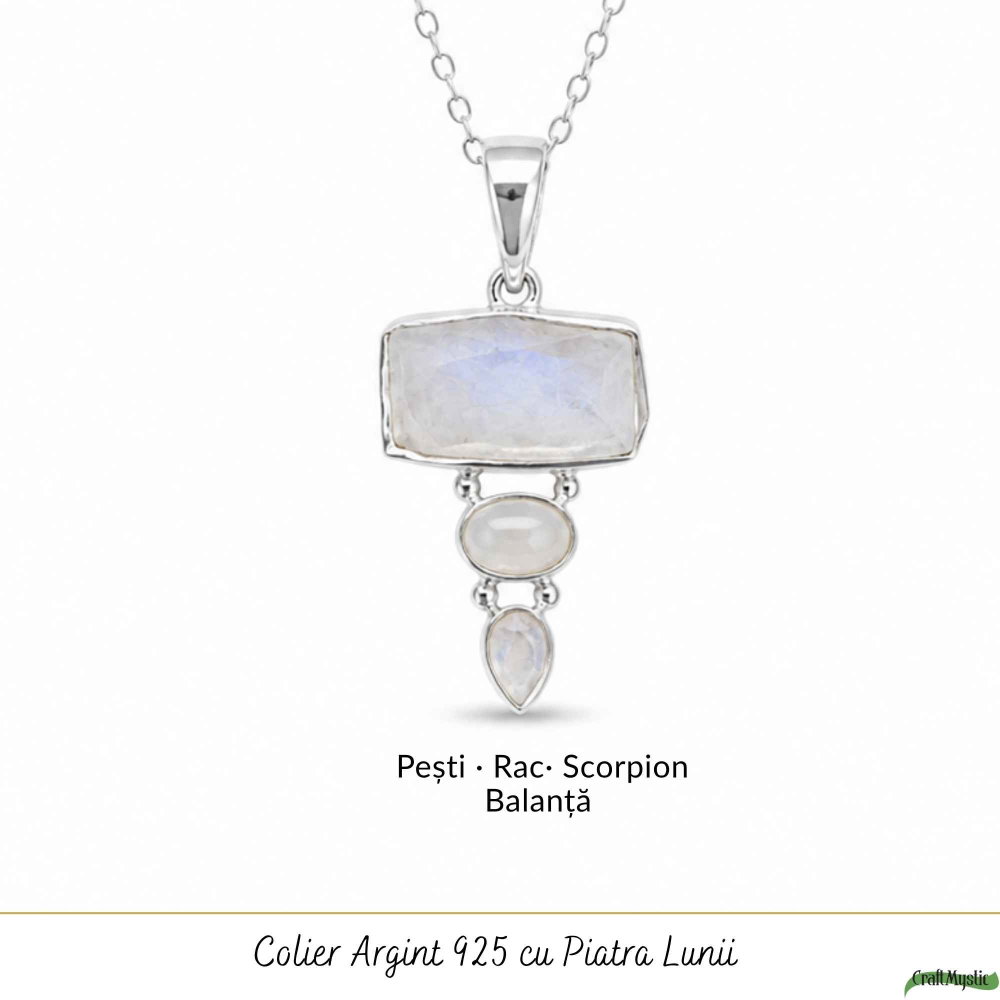 Colier Argint 925 cu Tripla Piatra Lunii – Intuitie si Echilibru Emotional [5]