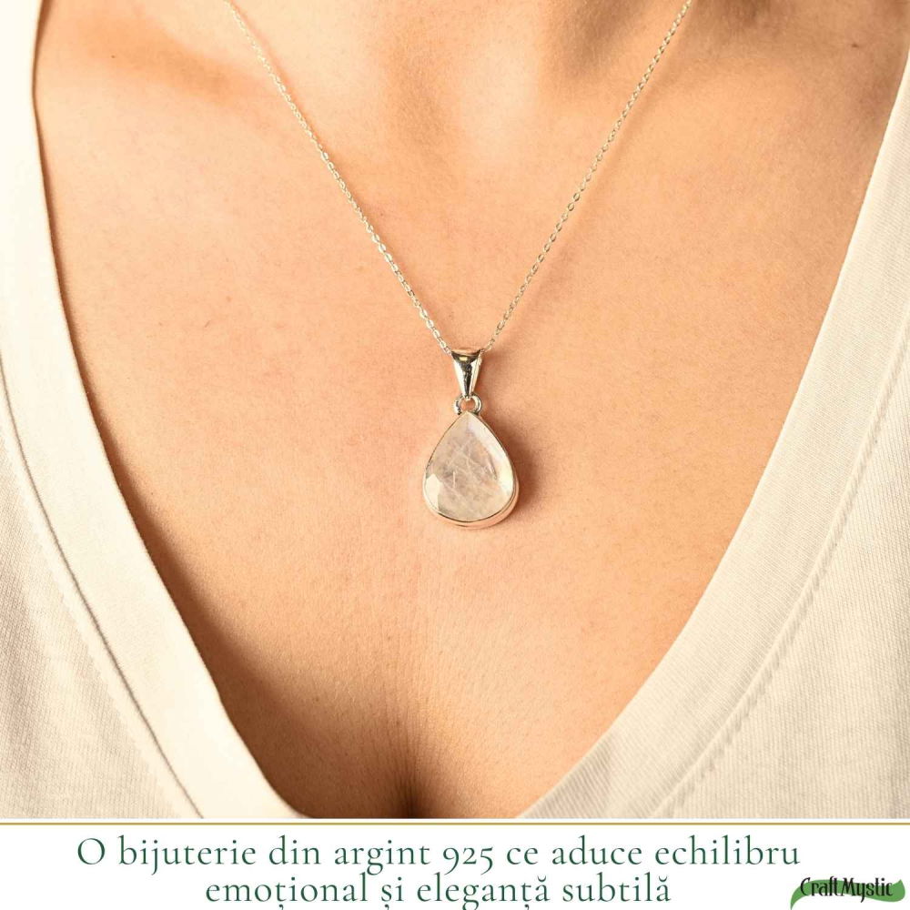 Colier Argint 925 cu Piatra Lunii Lacrima – Intuitie si Echilibru Feminin [2]