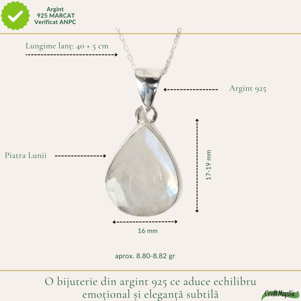 Colier Argint 925 cu Piatra Lunii Lacrima – Intuitie si Echilibru Feminin [4]