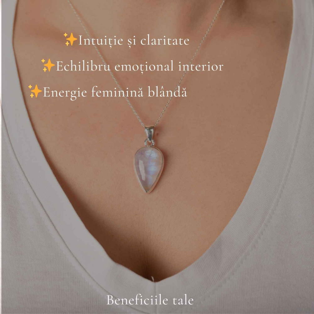 Colier Argint 925 cu Piatra Lunii Lacrima – Intuitie si Echilibru Feminin [3]