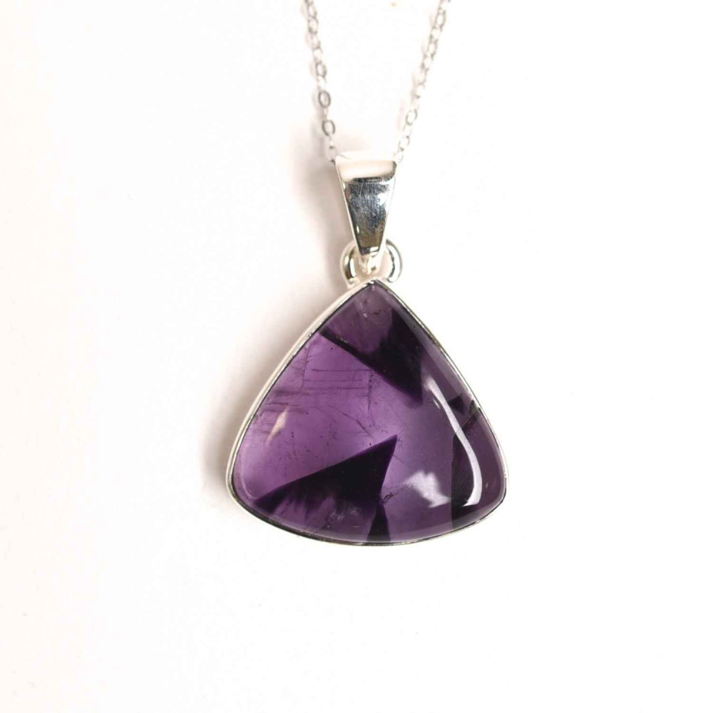 Colier argint 925 cu piatra naturala Atomic Trapiche Amethyst triunghiular – Protectie si Claritate Spirituala [1]