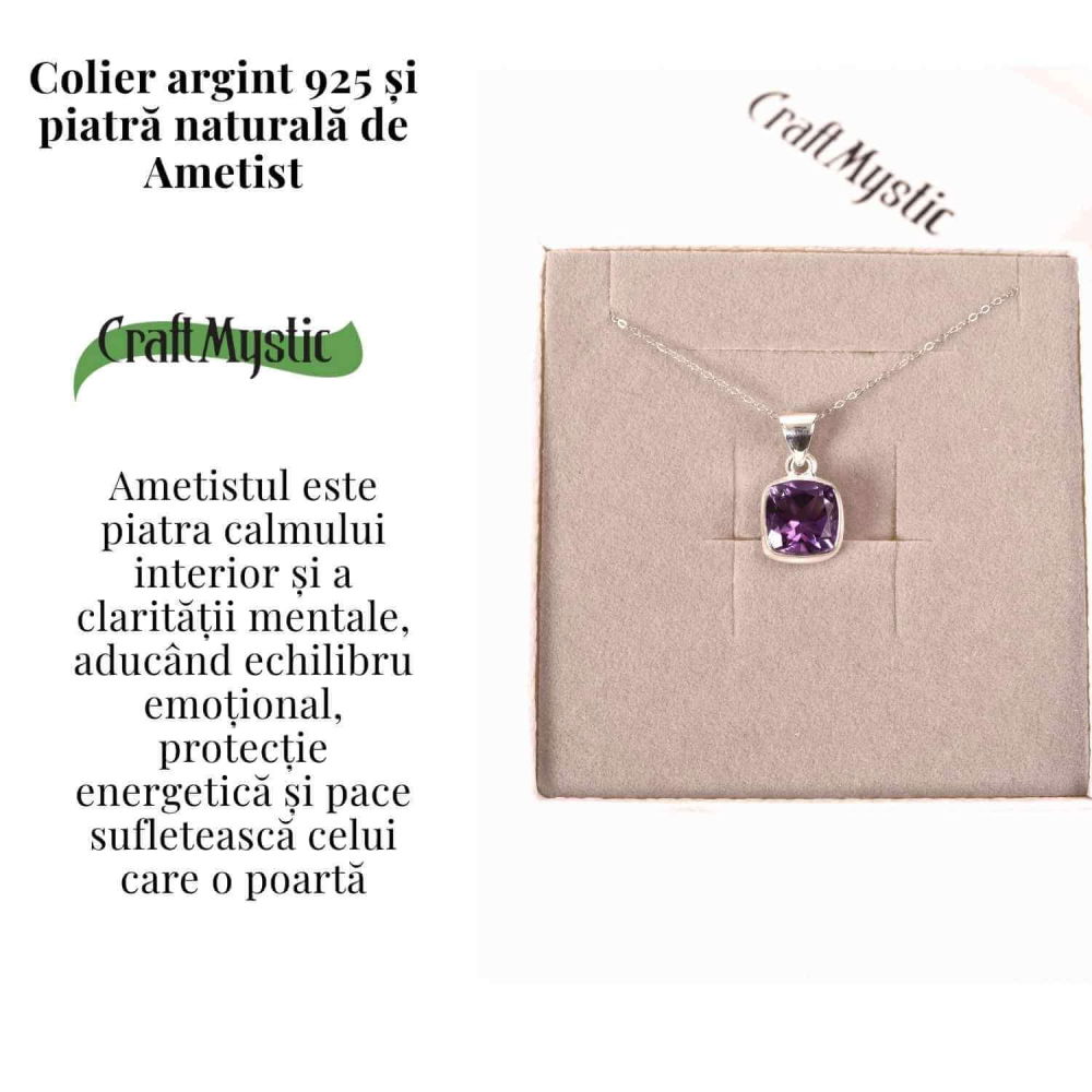 Colier Argint 925 cu Ametist Fatetat – Claritate, Protectie si Liniste Interioara [3]