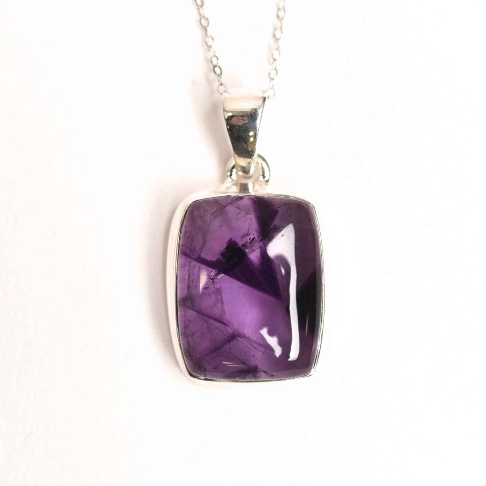 Colier argint 925 cu piatra naturala Atomic Trapiche Amethyst dreptunghiular – Claritate si Echilibru Divin [1]