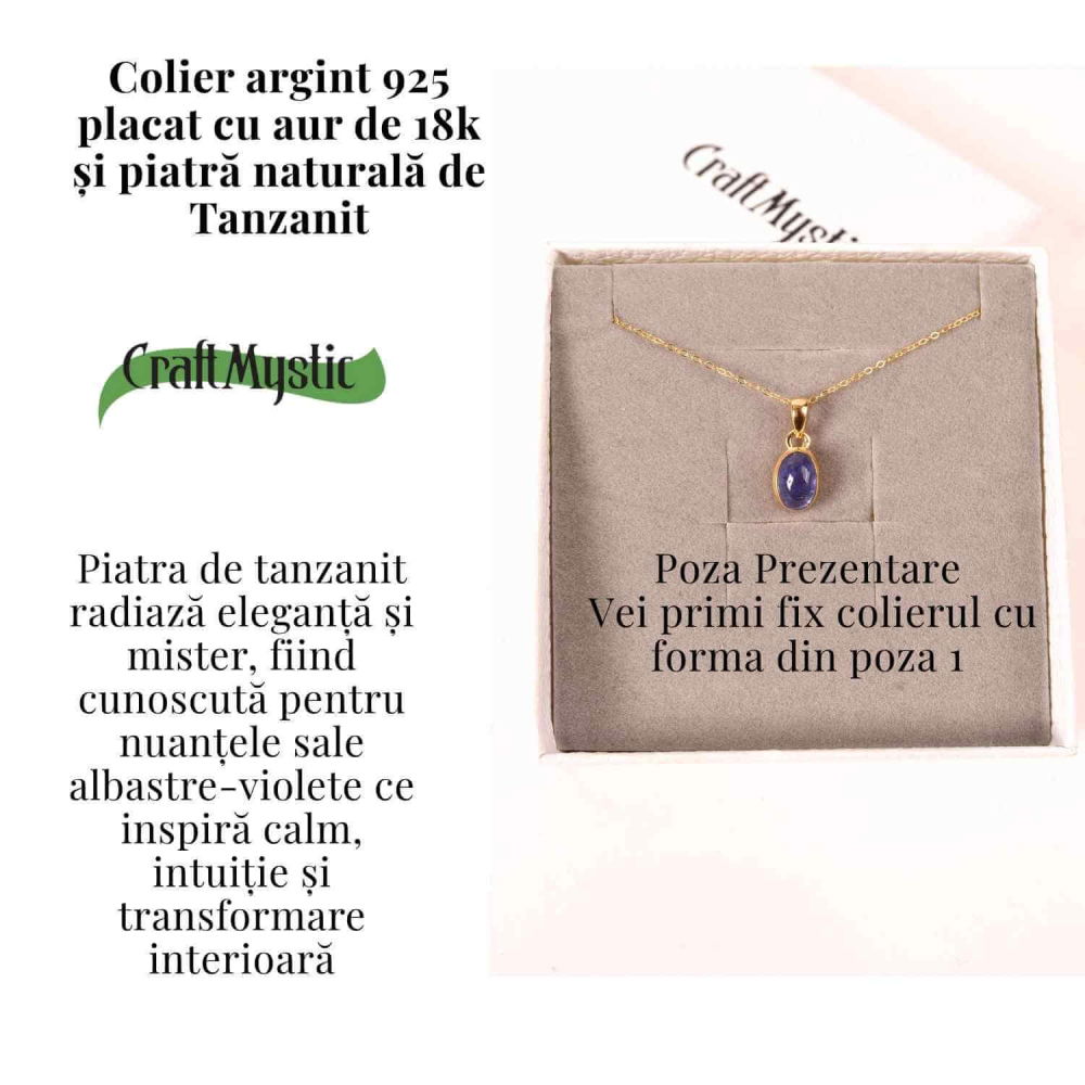 Colier Argint 925 placat cu Aur 18K si Tanzanit Rotund – Claritate si Transformare Interioara [3]
