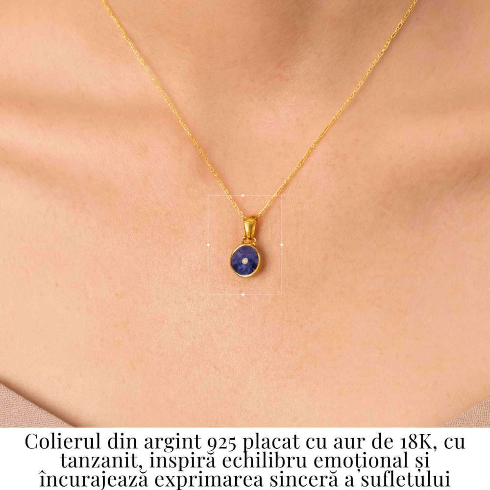 Colier Argint 925 placat cu Aur 18K si Tanzanit Rotund – Claritate si Transformare Interioara [2]