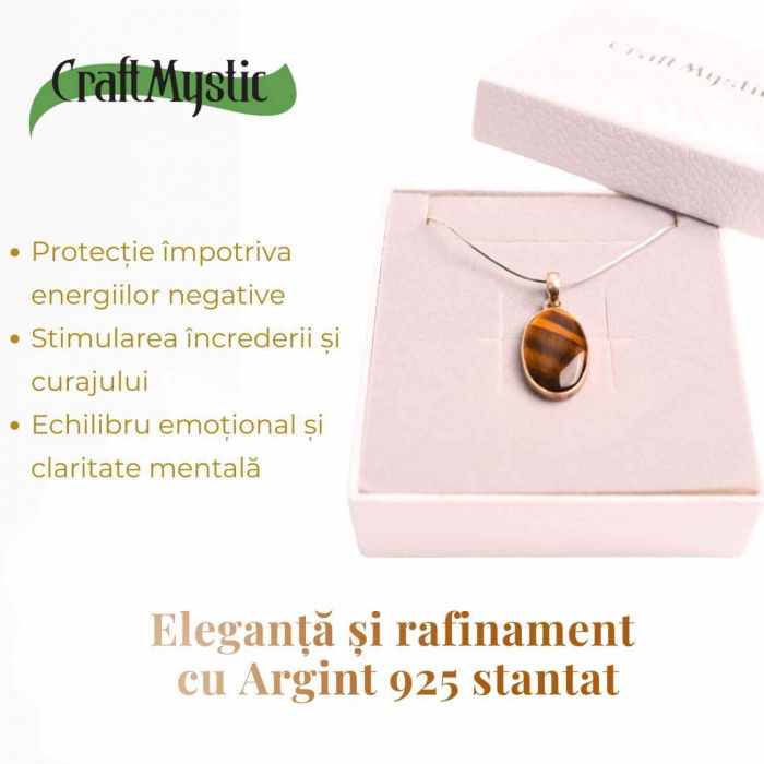 Colier Argint 925 - Ochi de Tigru Natural pentru Incredere [4]