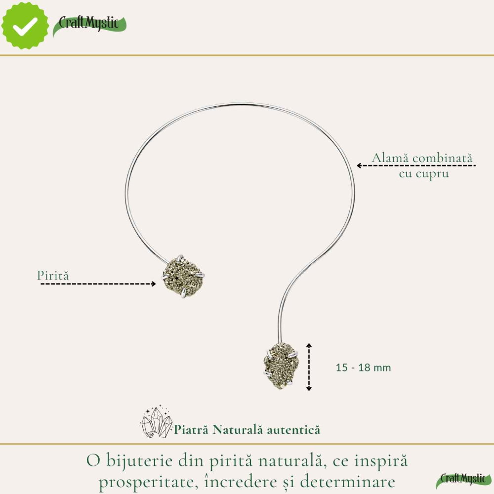 Colier Choker Argintiu cu Pirita Naturala – Prosperitate si Incredere Zilnica [4]