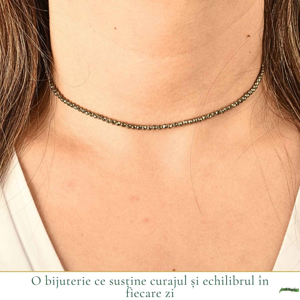 Colier argint 925 cu Pirita margele fatetate – Prosperitate si incredere [2]