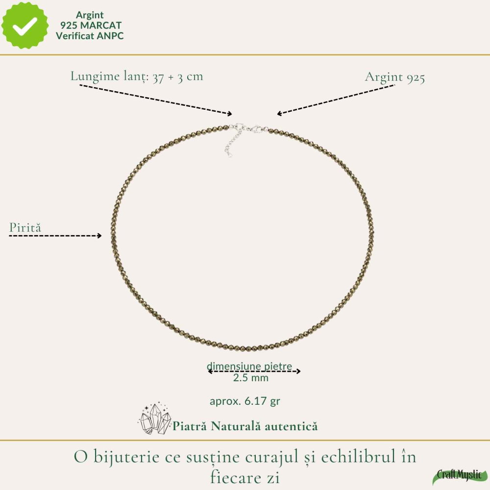 Colier argint 925 cu Pirita margele fatetate – Prosperitate si incredere [4]