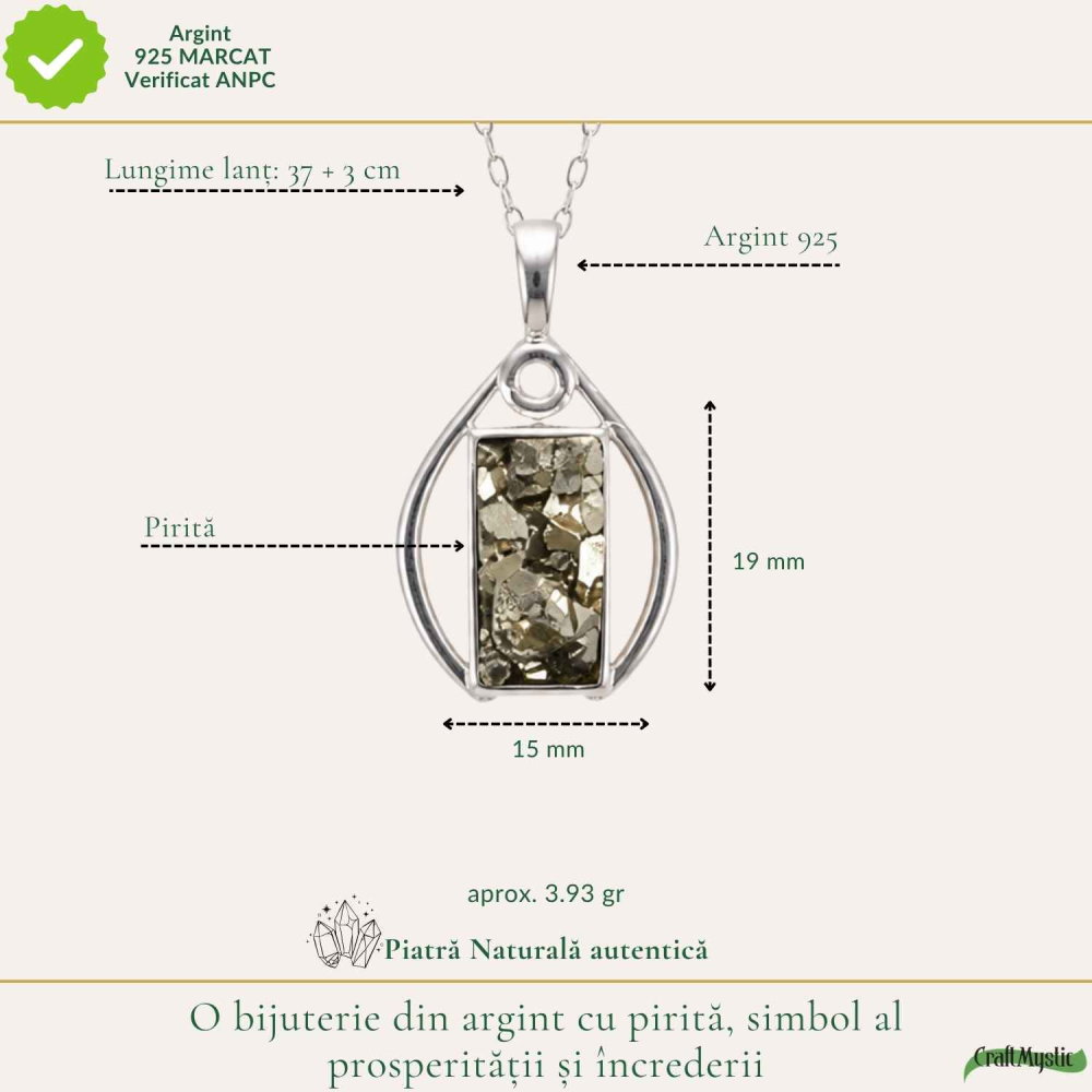 Colier Argint 925 cu Pirita Lacrima – Prosperitate si incredere Personala [4]