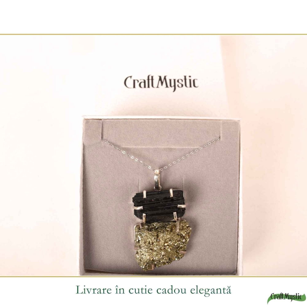 Colier argint 925 cu Pirita si Turmalina neuniform – Protectie si incredere [6]