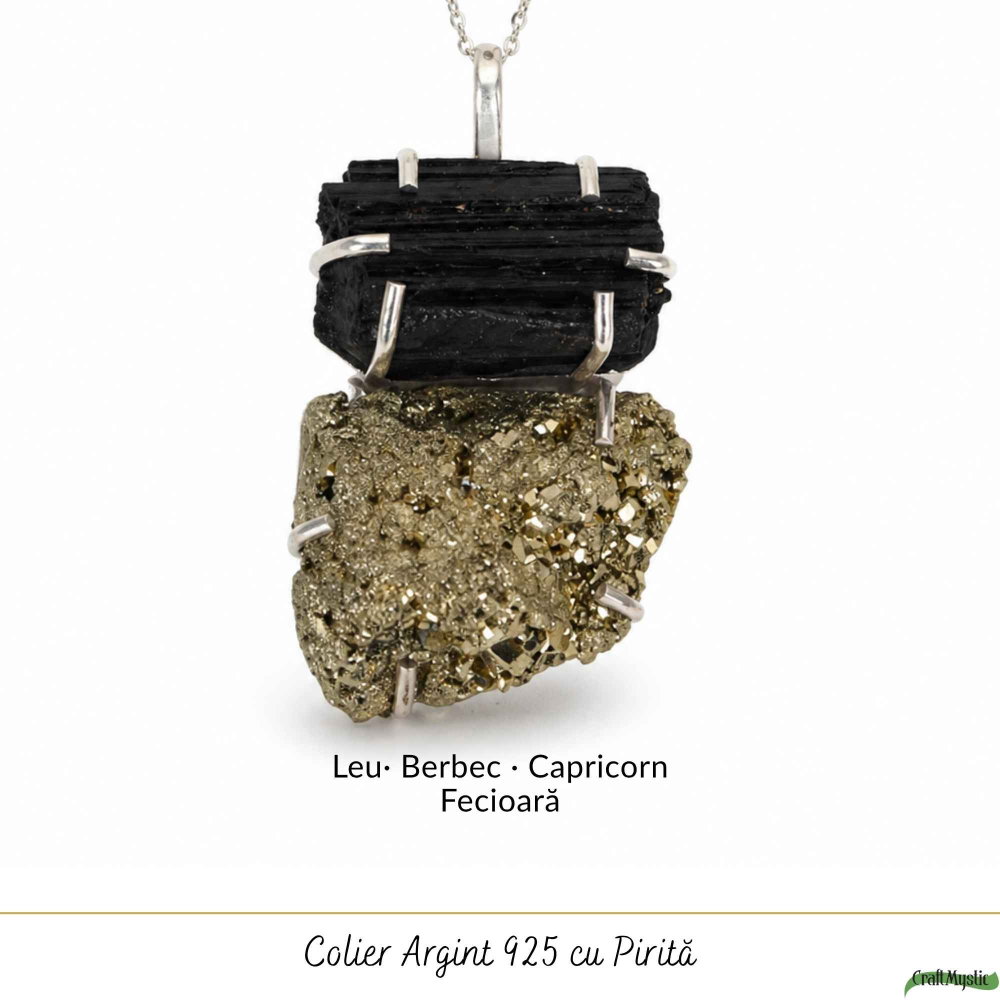 Colier argint 925 cu Pirita si Turmalina neuniform – Protectie si incredere [5]