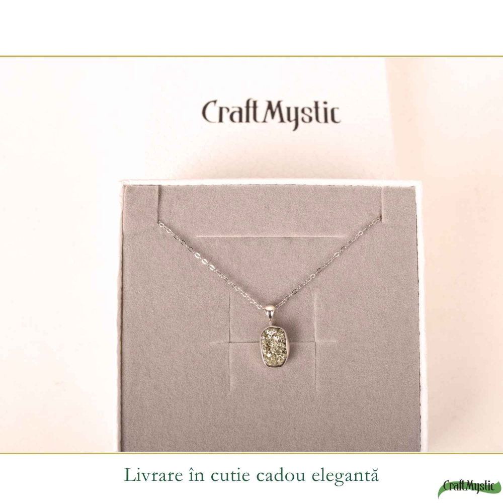 Colier argint 925 cu Pirita neuniform – Prosperitate si protectie energetica [6]