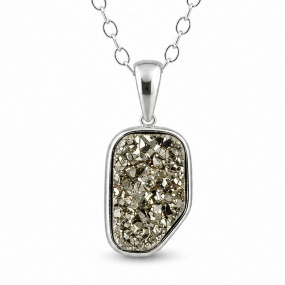 Colier argint 925 cu Pirita neuniform – Prosperitate si protectie energetica [1]