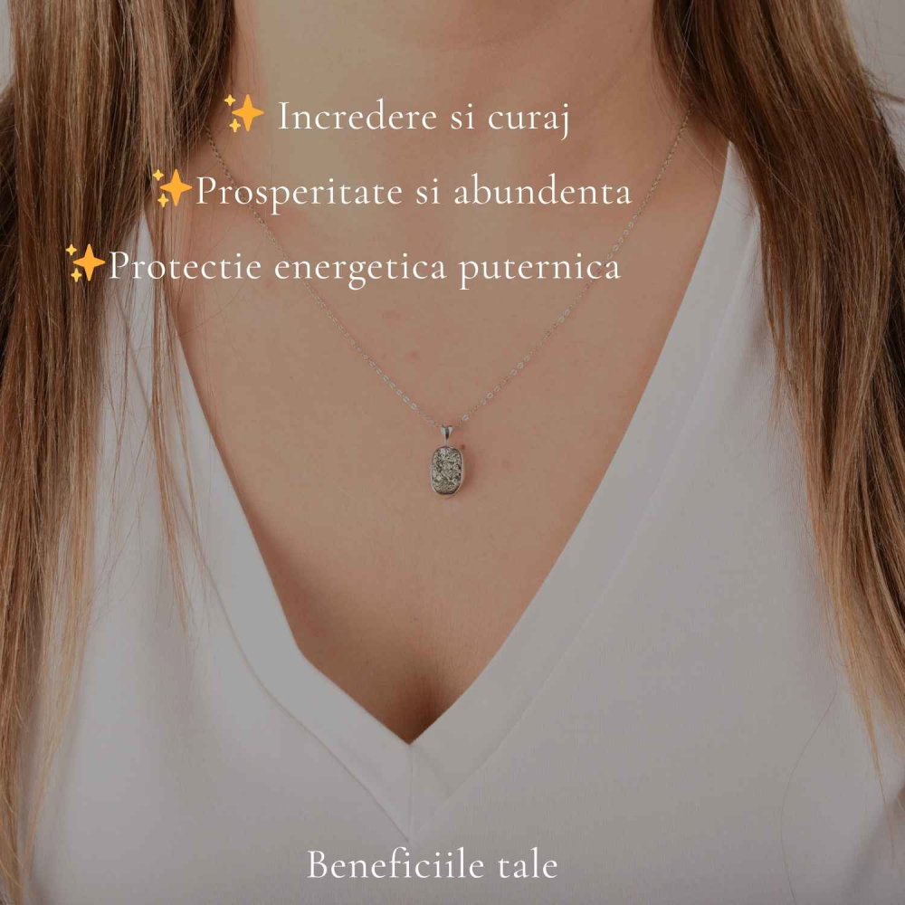 Colier argint 925 cu Pirita neuniform – Prosperitate si protectie energetica [3]