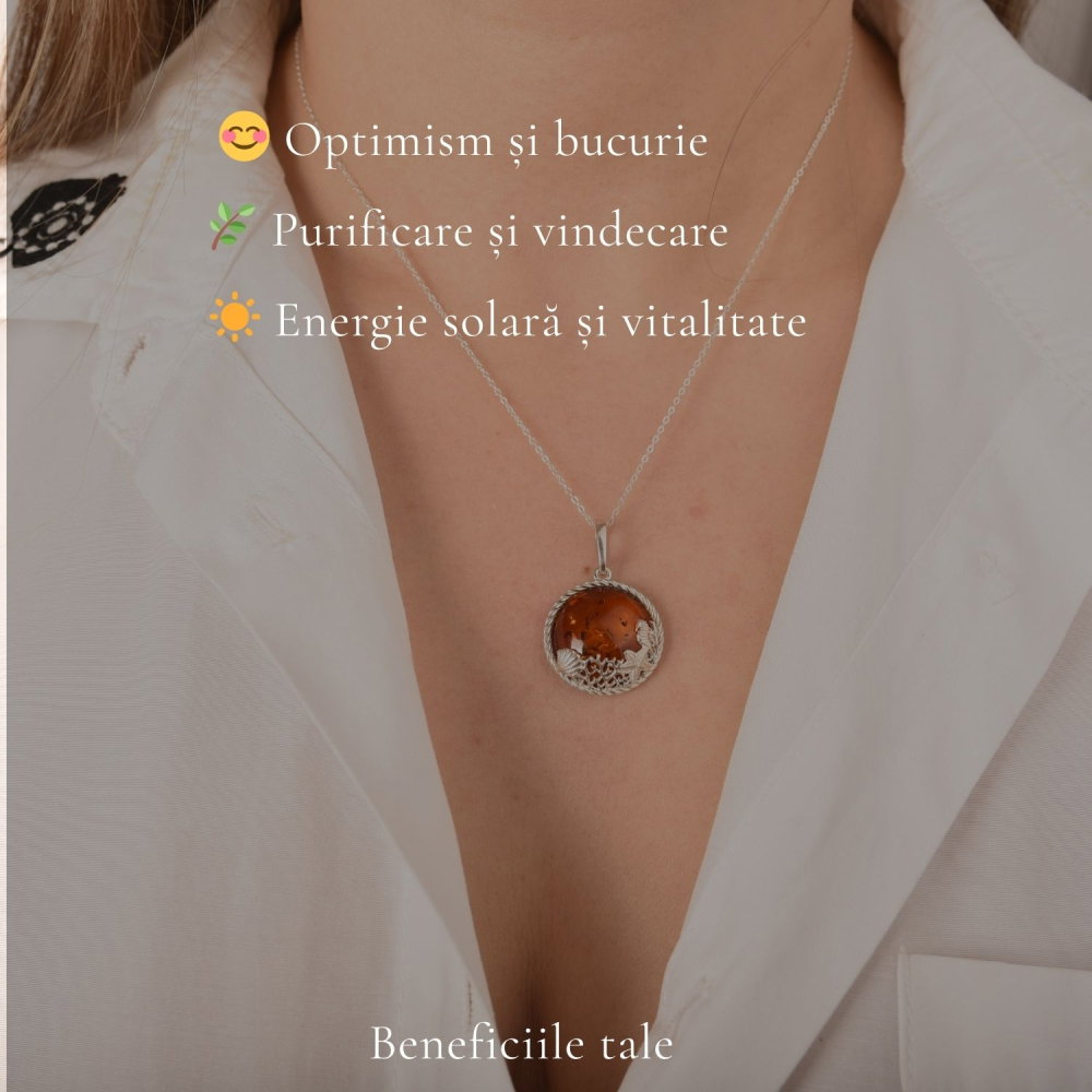Colier argint 925 rotund cu chihlimbar natural – Energie solara si echilibru [3]