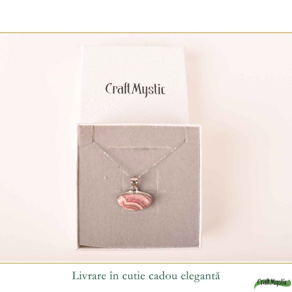 Colier Argint 925 cu Rodocrozit Natural Oval – Armonie si Energie Pozitiva [6]