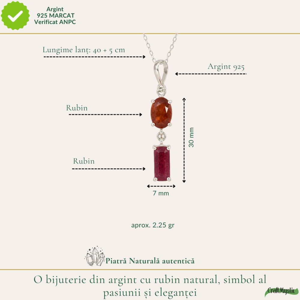 Colier Argint 925 cu Rubin si Turmalina Naturala – Dragoste si Curaj [4]