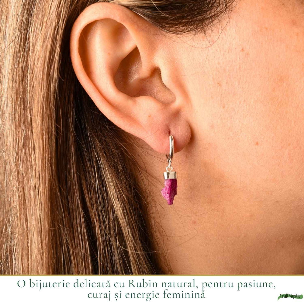 Cercei cu Rubin Brut Natural din Argint 925 – Energie si incredere Feminina [2]