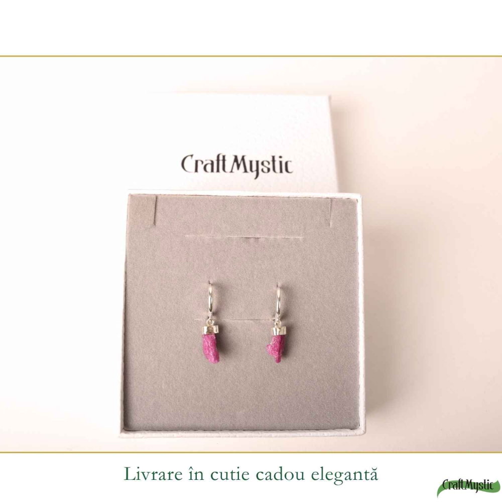 Cercei cu Rubin Brut Natural din Argint 925 – Energie si incredere Feminina [6]