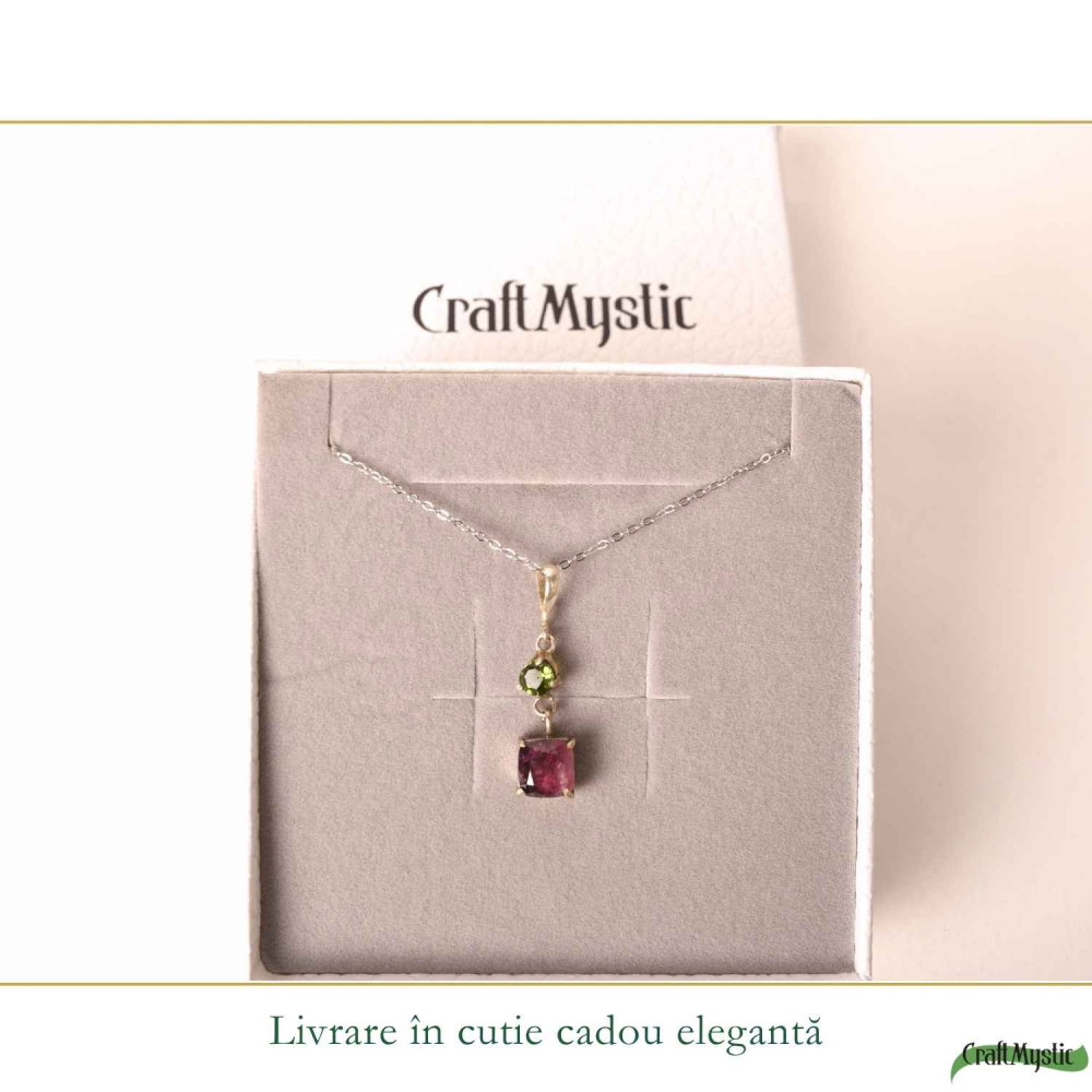 Colier Argint 925 cu Rubin si Turmalina Verde Naturala– Iubire si Armonie [6]