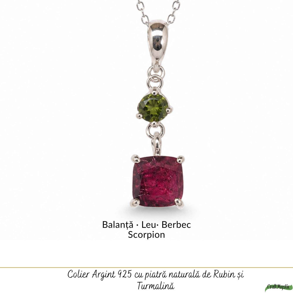 Colier Argint 925 cu Rubin si Turmalina Verde Naturala– Iubire si Armonie [5]