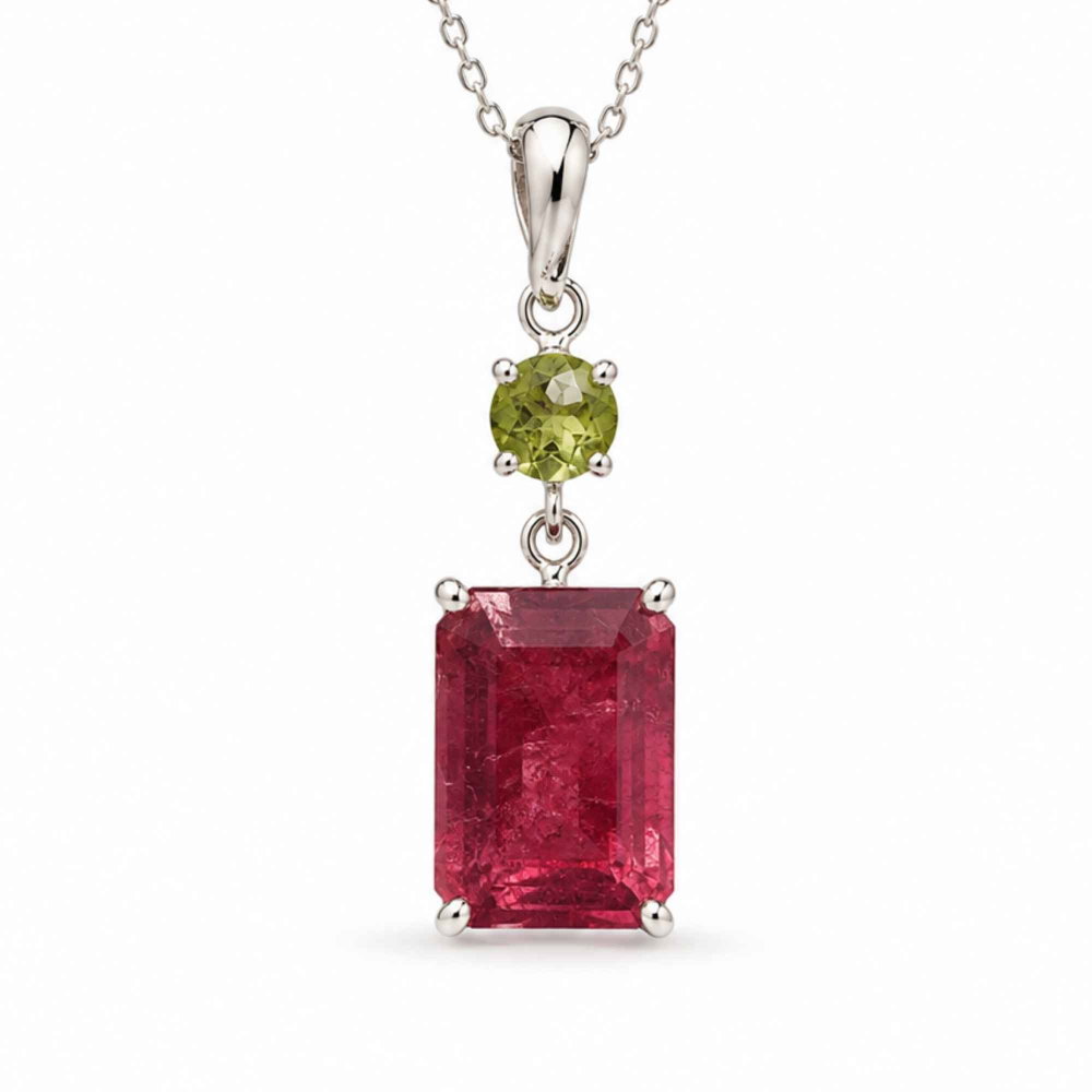 Colier Argint 925 cu Rubin si Turmalina Verde Naturala – Dragoste si Echilibru [1]