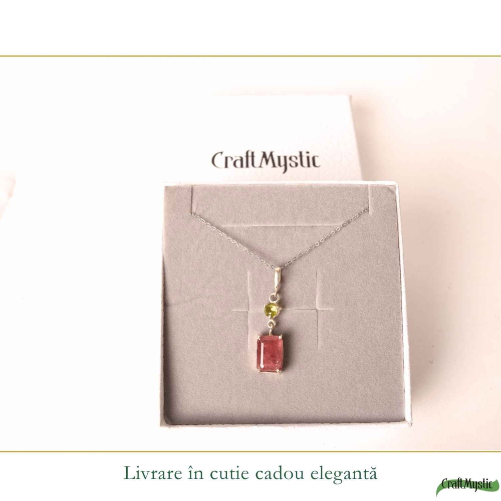 Colier Argint 925 cu Rubin si Turmalina Verde Naturala – Dragoste si Echilibru [6]
