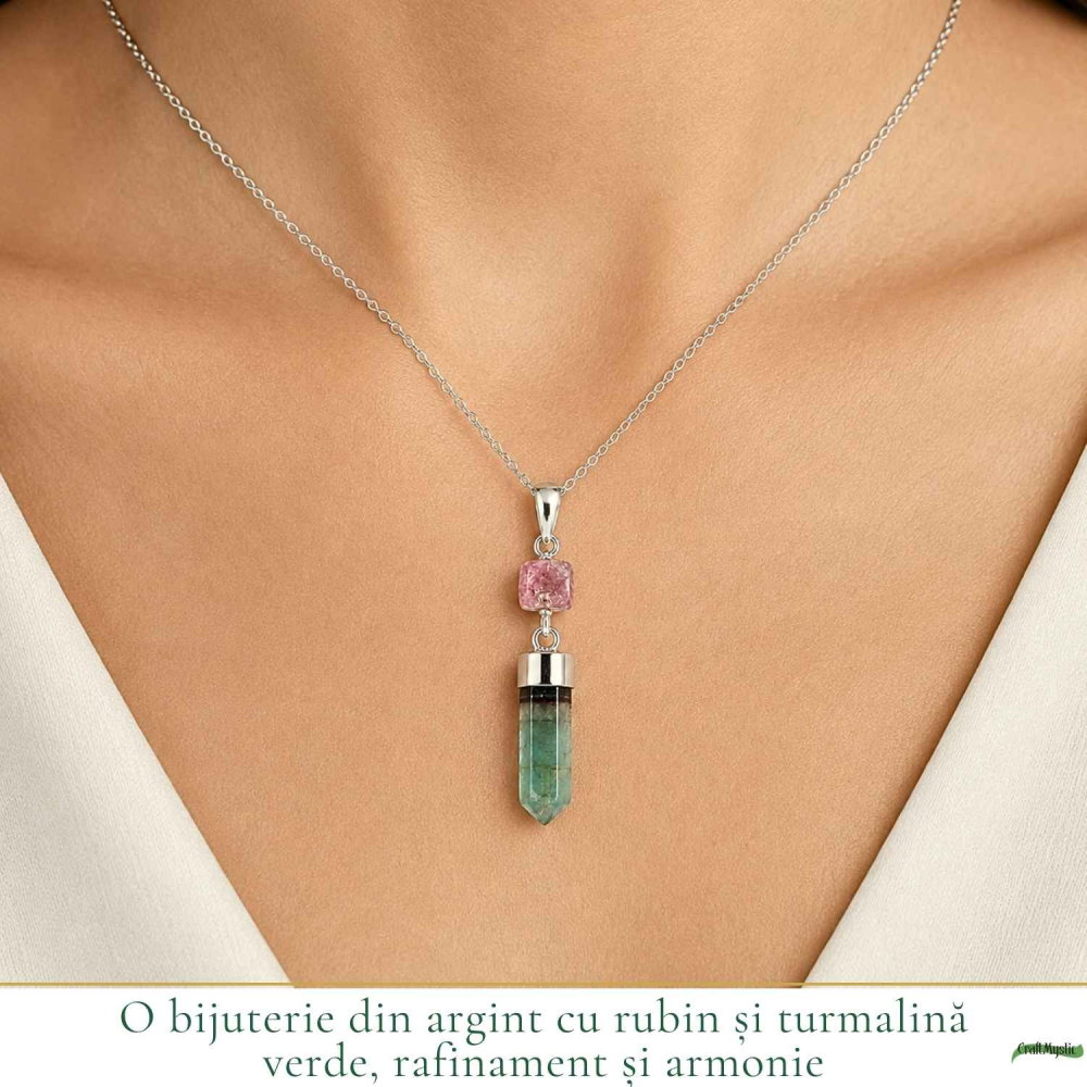 Colier Argint 925 cu Rubin si Turmalina Naturala  – Iubire si Autenticitate [2]