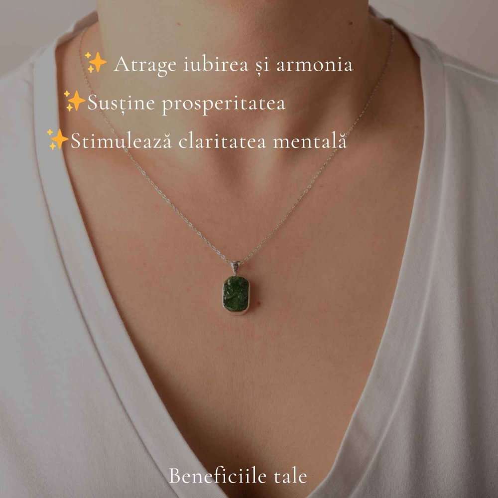 Colier Argint 925 cu Smarald Etiopian Dreptunghi – Prosperitate si Echilibru Interior [3]