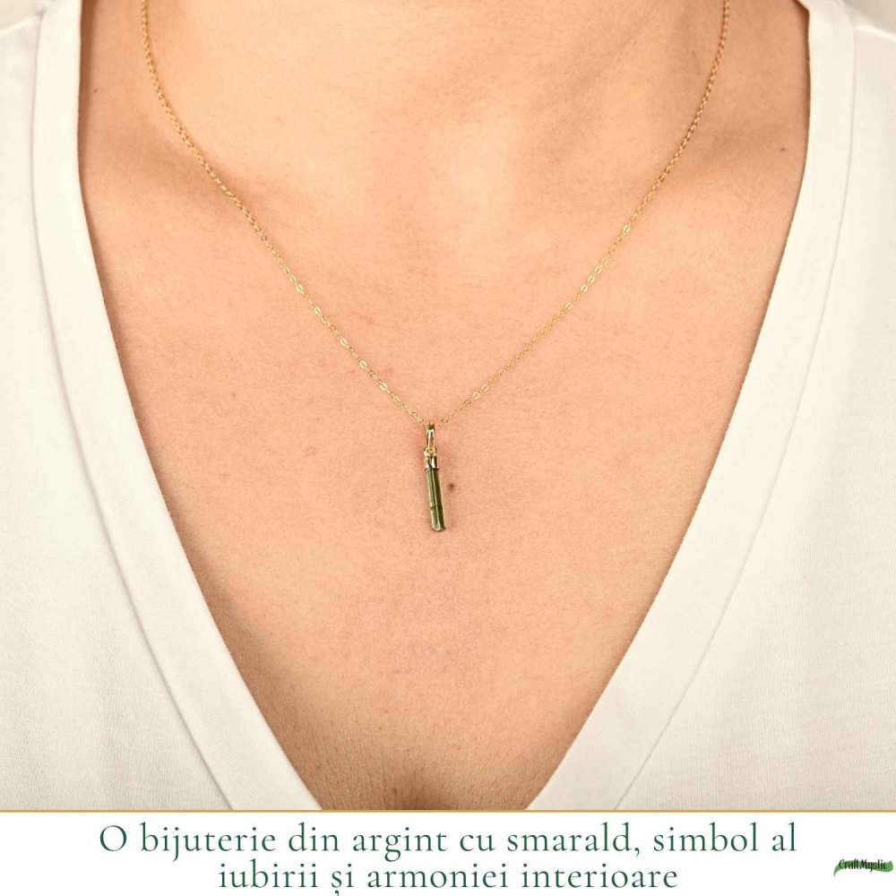 Colier Argint 925 cu Smarald Natural – Echilibru si Energie Pozitiva [2]