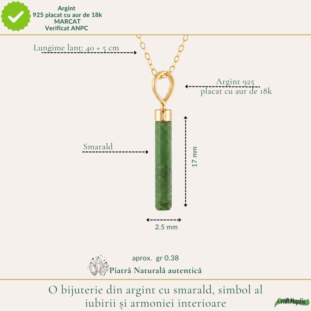 Colier Argint 925 cu Smarald Natural – Echilibru si Energie Pozitiva [4]