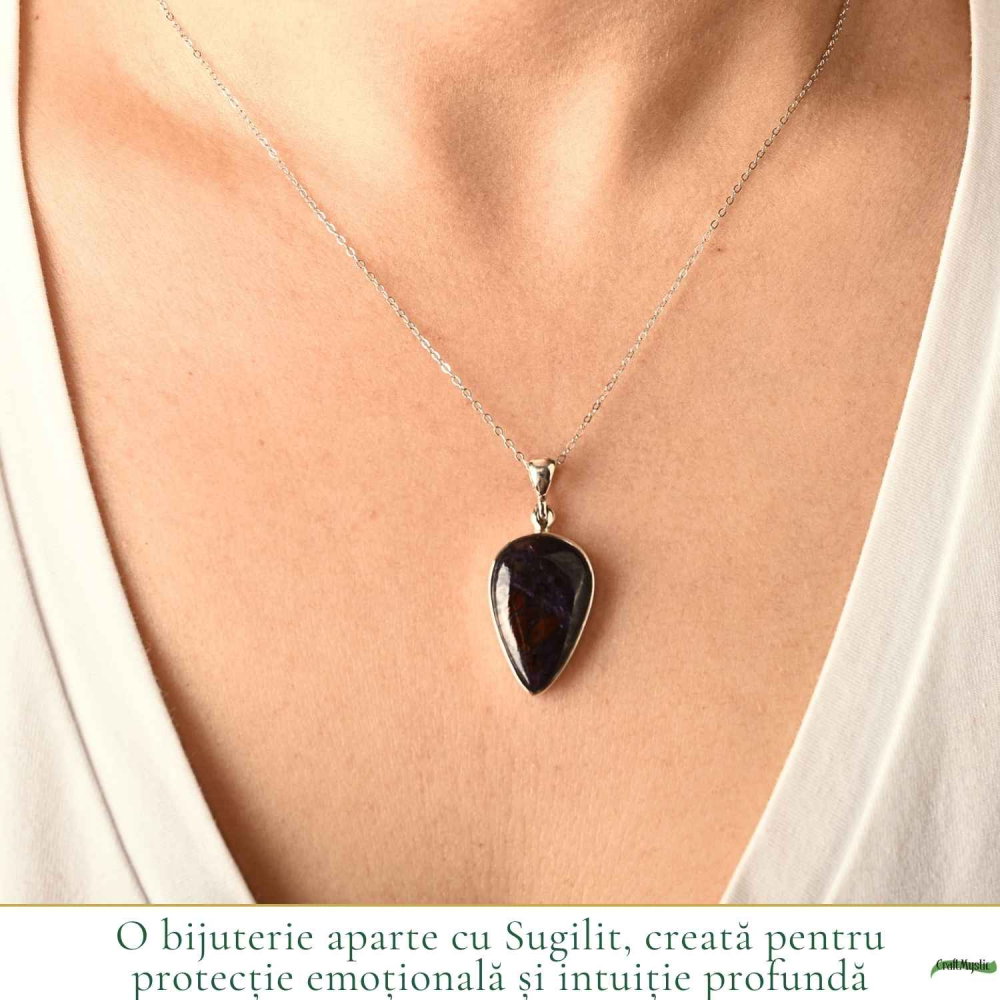 Colier Argint 925 cu Sugilit Lacrima – Protectie Emotionala si Echilibru Spiritual [2]