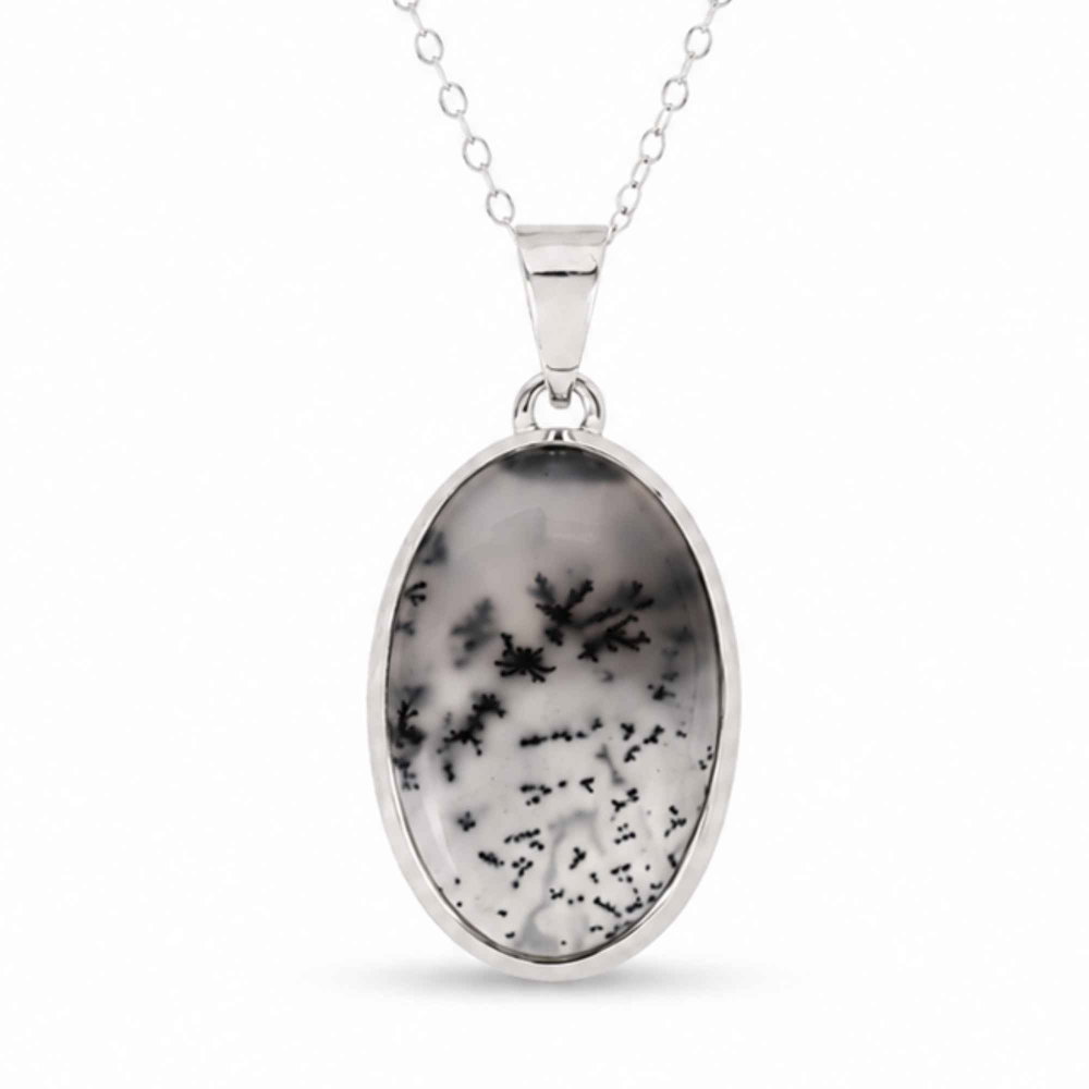 Colier argint 925 cu Opal Dendritic oval – Claritate si echilibru interior [1]