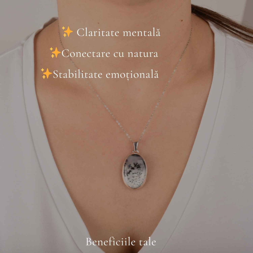 Colier argint 925 cu Opal Dendritic oval – Claritate si echilibru interior [3]