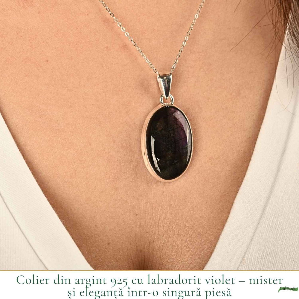 Colier Argint 925 cu Labradorit Violet Oval – Intuitie si Protectie [2]