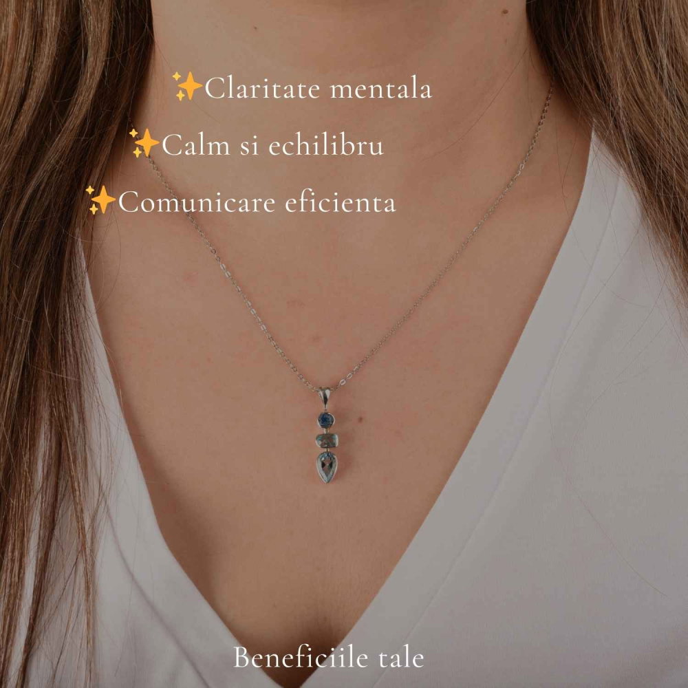 Colier argint 925 cu Topaz Albastru si Apatit – Claritate si comunicare [3]