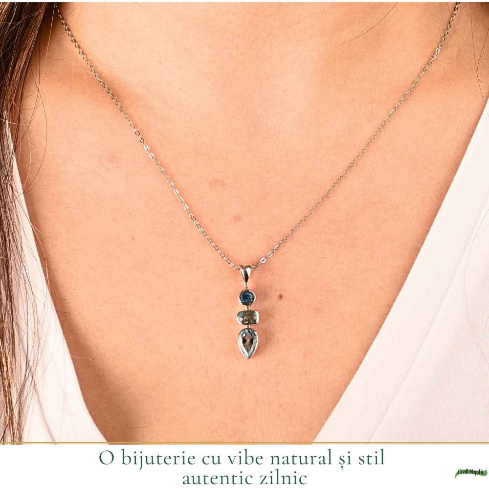 Colier argint 925 cu Topaz Albastru si Apatit – Claritate si comunicare [2]